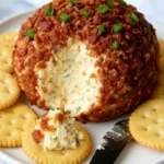 Bacon Jalapeno Cheese Ball served with crackers for a tasty appetizer