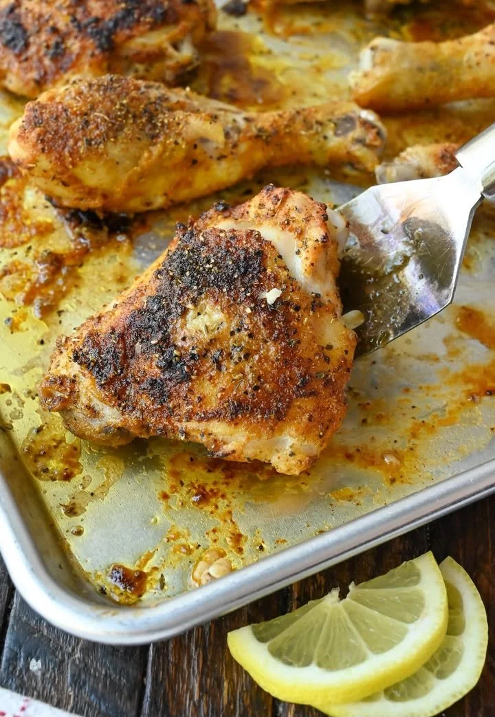 Baked Lemon Pepper Chicken Baked lemon pepper chicken with herbs and spices
