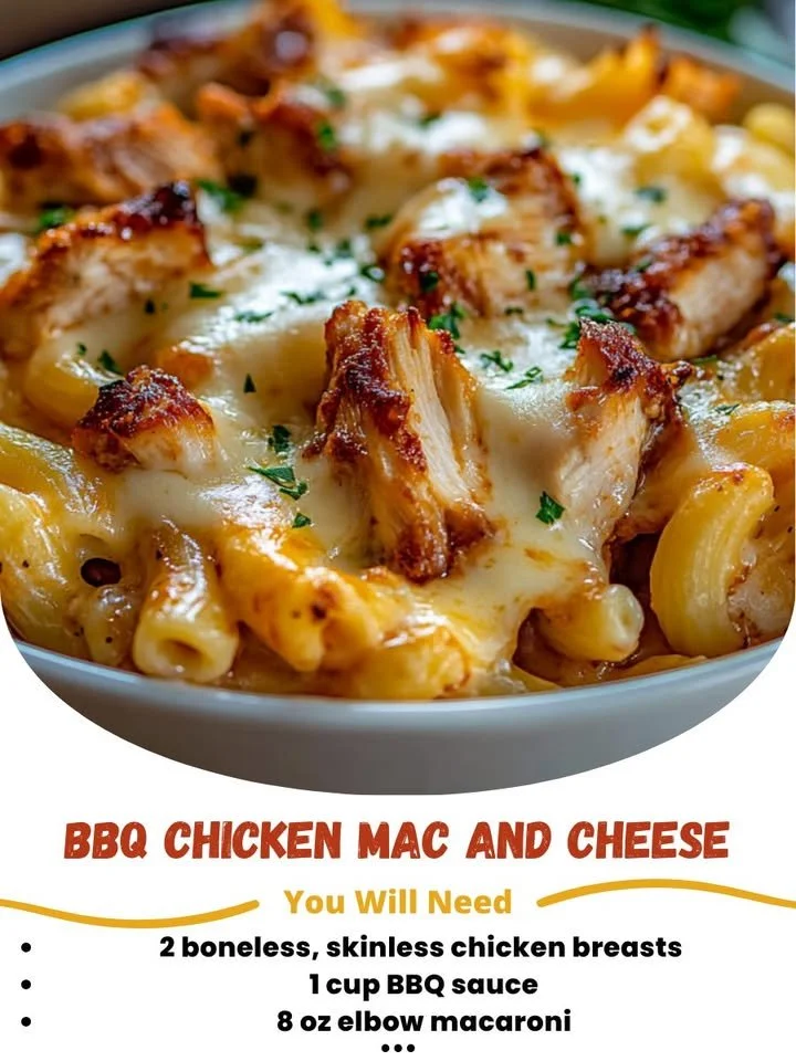 BBQ Chicken Mac And Cheese served with garnishes