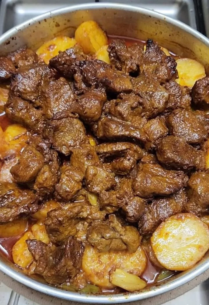 Delicious Indian-Pakistani beef curry with potatoes served in a bowl