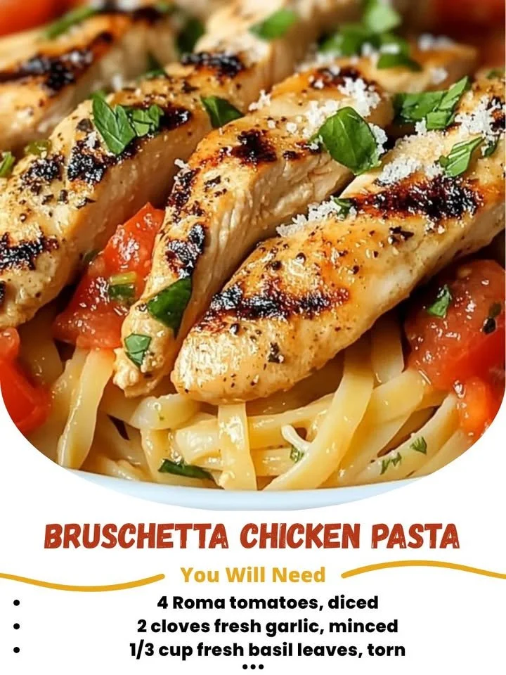 Delicious Bruschetta Chicken Pasta with fresh ingredients and vibrant flavors
