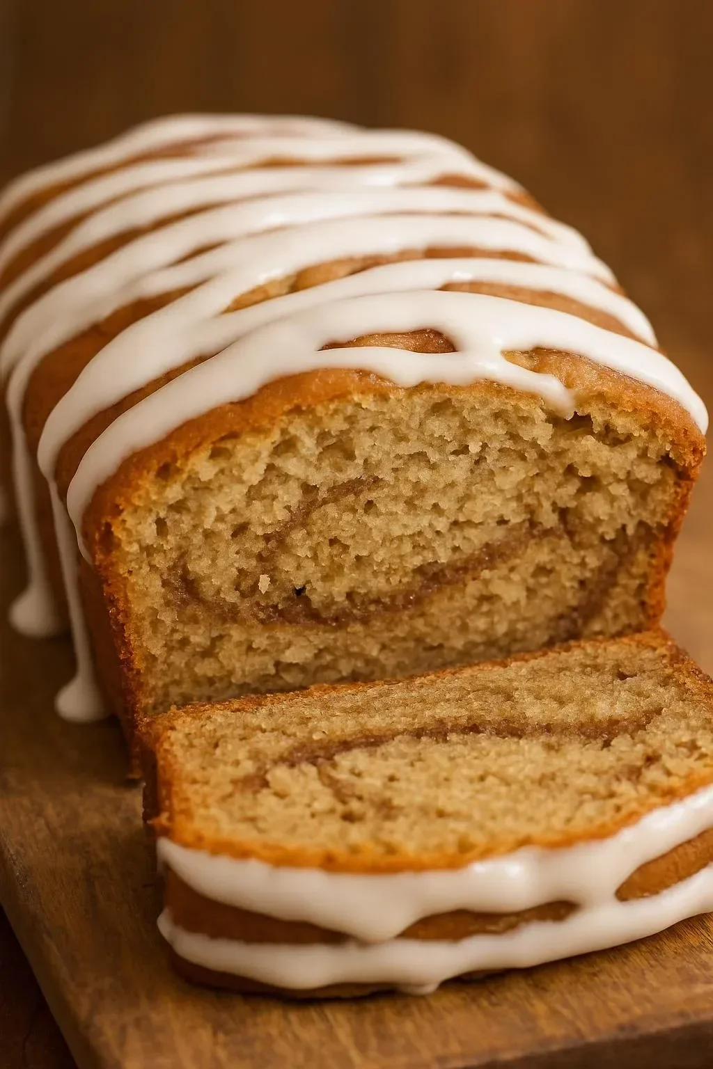 Cinnamon Swirl Banana Bread fresh out of the oven, golden and tempting.