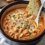 Crock Pot Creamy Chicken Parmesan Soup served in a bowl with parsley garnish