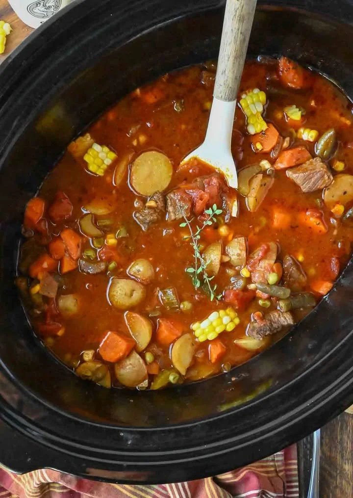 Crockpot Vegetable Beef Stew Delicious Crockpot vegetable beef stew packed with fresh vegetables and tender beef