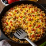 Delicious easy breakfast casserole with eggs, cheese, and vegetables