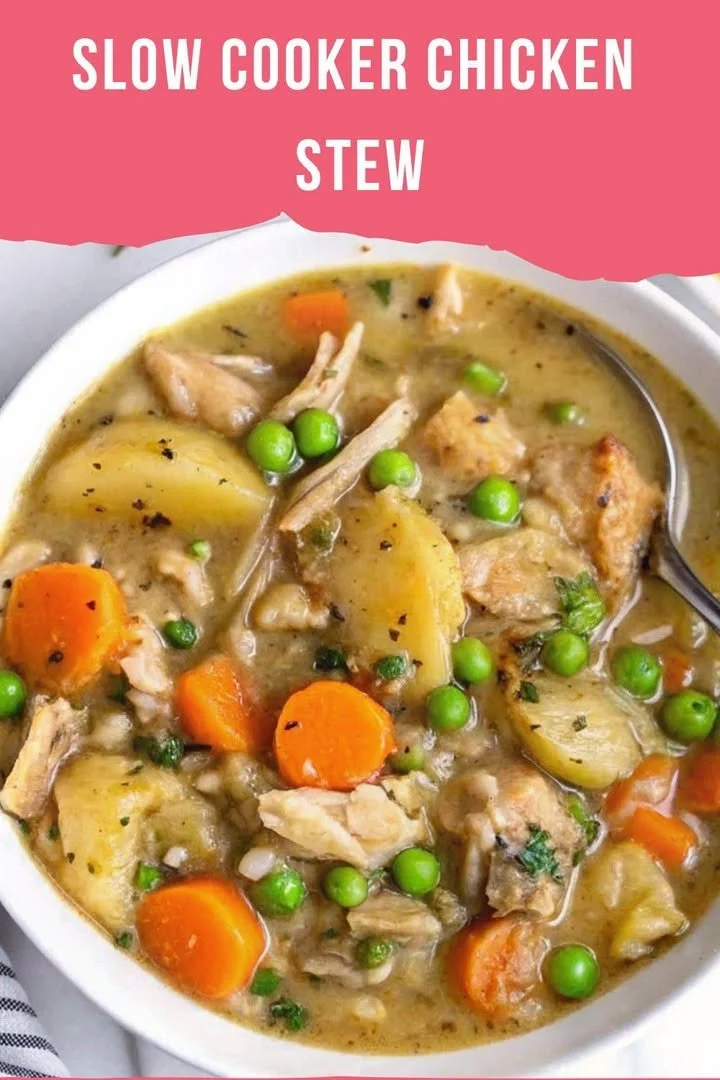 A hearty bowl of easy chicken stew with vegetables and herbs