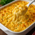 Delicious Five Cheese Mac and Cheese topped with crispy breadcrumbs.