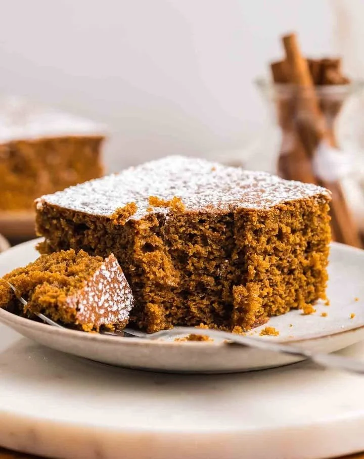 Delicious homemade Gingerbread Cake decorated with icing and spices