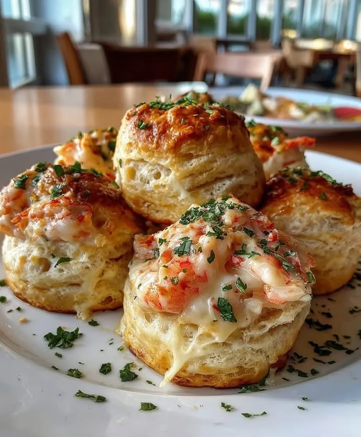 Lobster Biscuit Bombs served with a dipping sauce