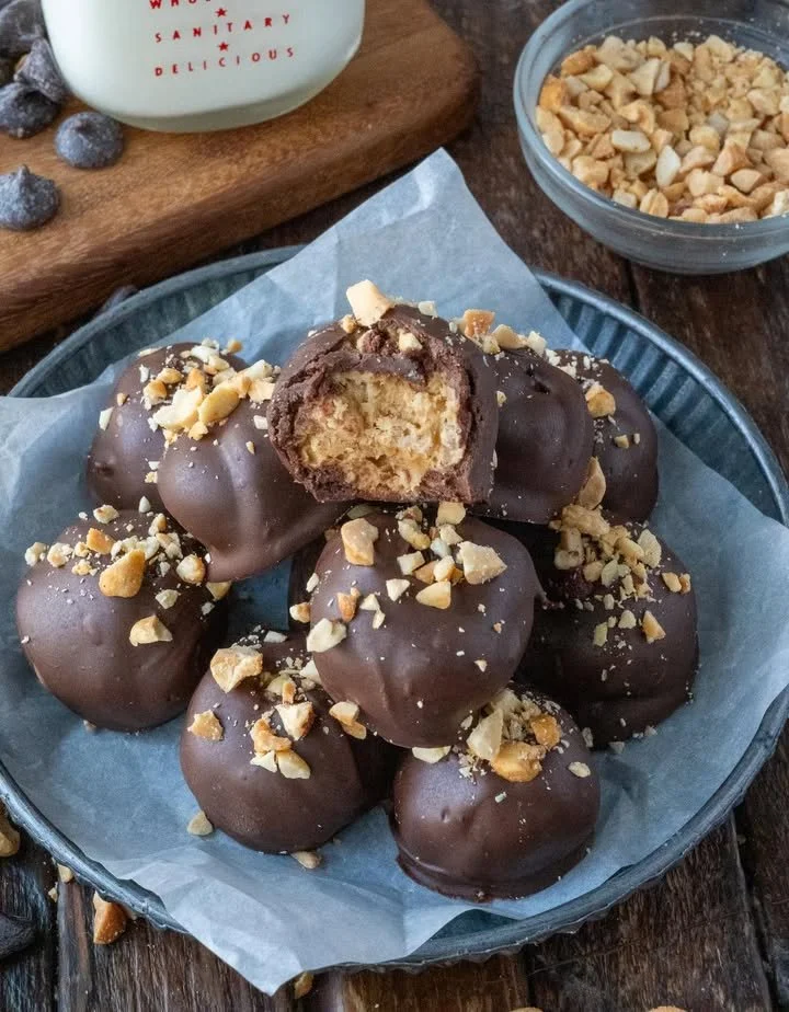 Peanut Butter Balls Delicious homemade Peanut Butter Balls on a plate ready to be enjoyed