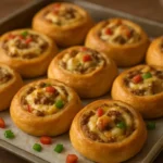 Delicious homemade Sausage Pinwheels served on a platter.