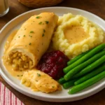 Delicious Turkey Stuffing Roll Up ready to serve for Thanksgiving or festive occasions.