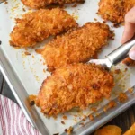 Crispy BBQ Chicken Tenders with potato chip coating on a plate