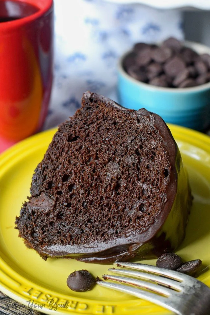 Delicious Chocolate Bundt Cake topped with rich chocolate glaze