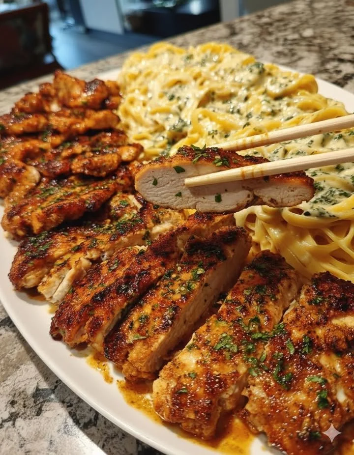 home Creamy Velveeta Chicken Linguine in Mozzarella Garlic Sauce dish