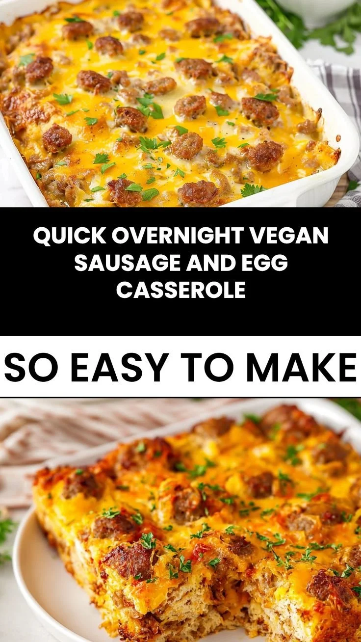 Quick Overnight Vegan Sausage and Egg Casserole