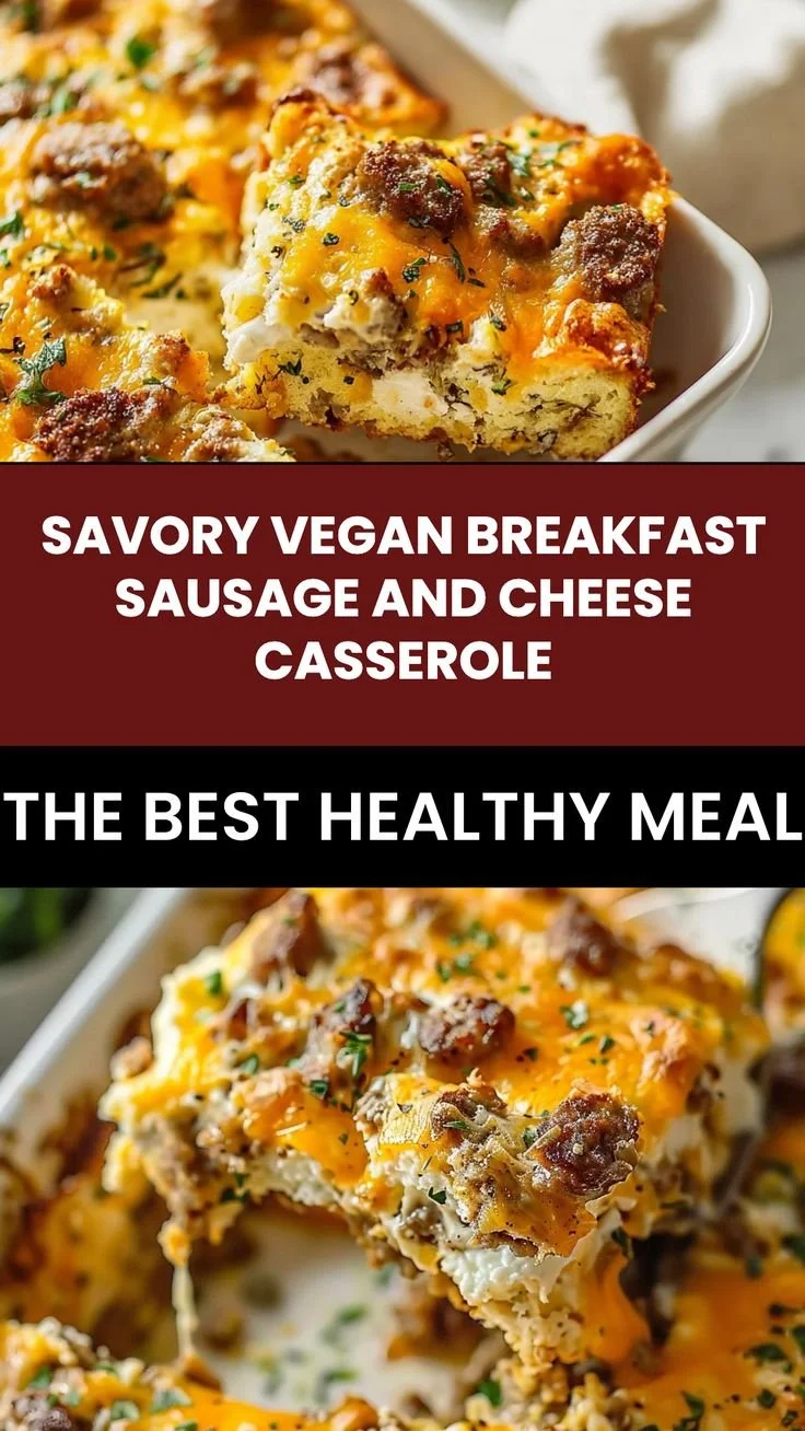 Savory Vegan Breakfast Sausage and Cheese Casserole