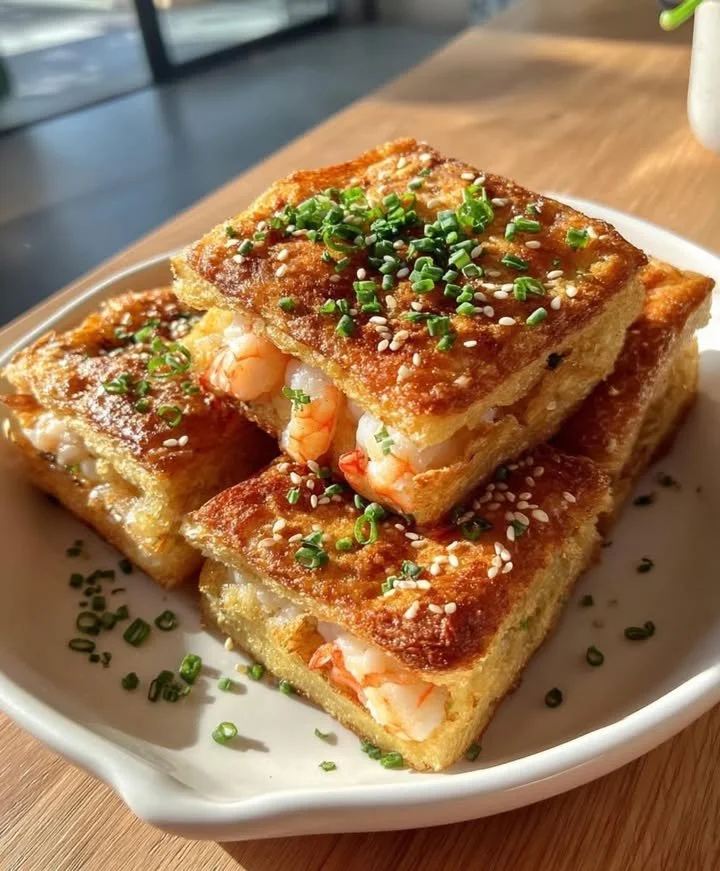 Blog Crispy Sesame Shrimp Toast Squares served as an appetizer