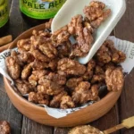Delicious spicy candied walnuts in a bowl