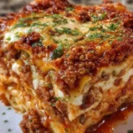 Delicious homemade lasagna with layers of cheese and sauce