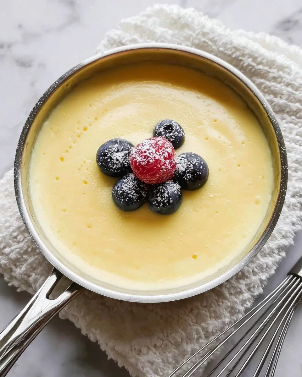 home Bowl of homemade vanilla custard topped with fresh berries