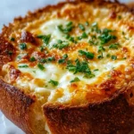 home Loaded triple-cheese garlic bread bowls with melted cheese and garlic