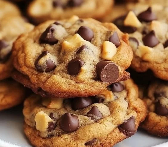 Delicious banana bread cookies with chocolate chips on a plate
