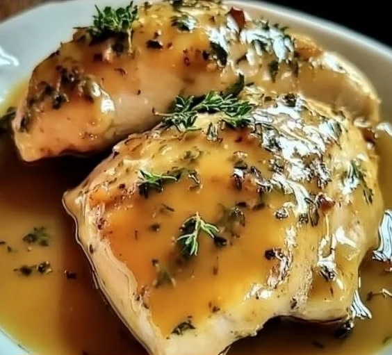 Delicious slow cooker honey mustard chicken served with fresh vegetables
