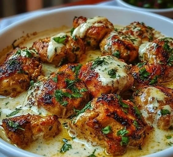 Delicious plate of Turkish Chicken with spices and herbs